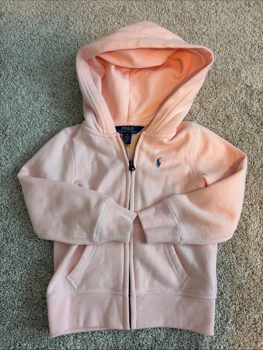 Polo by Ralph Lauren Light Pink Hooded Zip-Up Sweatshirt